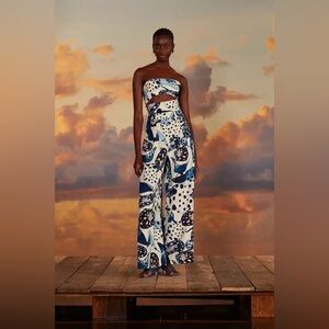 Farm Rio Off-White Mantas Strapless Maxi Jumpsuit